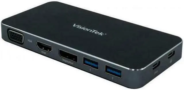 Alt view image 3 of 20 - VisionTek USB C Portable Dock - for Notebook/Desktop PC - 100 W - USB Type C - 5 x USB Ports - 2 x USB 3.0 - HDMI - VGA - DisplayPort - Wired