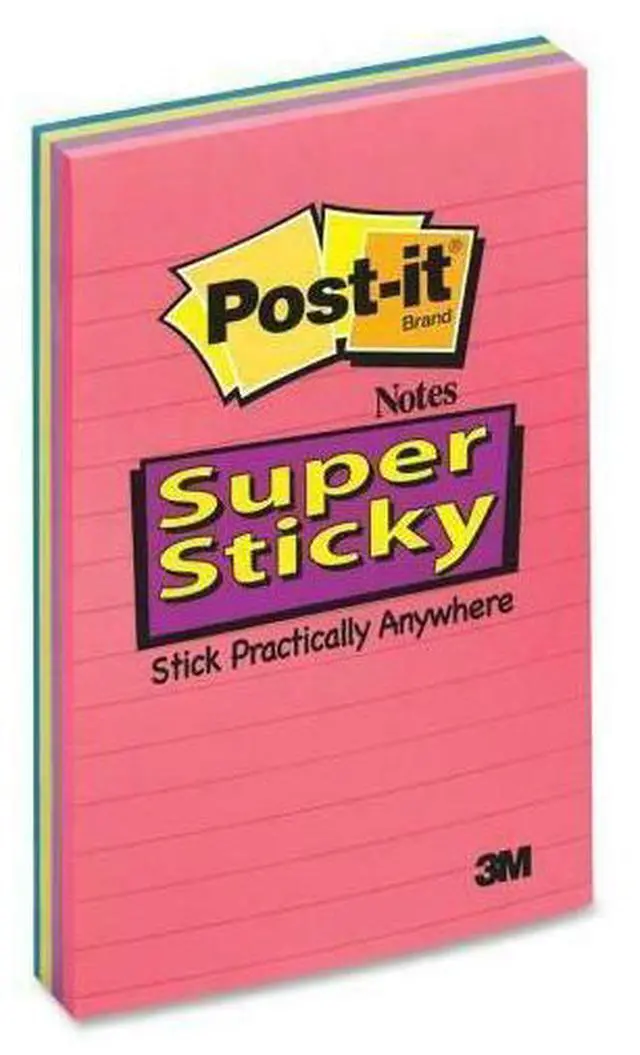 Alt view image 7 of 16 - Post-it 4621SSAU Super Sticky Rio de Janeiro Lined Pads, 4" x 6" - Assorted - Paper - Self-adhesive, Repositionable - 4/Pack
