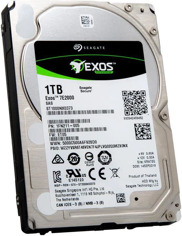 Alt view image 10 of 14 - Seagate Exos 7E2000 1TB 7200-RPM Dual-Port 512e SAS-12Gb/s 128MB-Cache 2.5-Inch Enterprise Capacity Data Center Hard Disk Drive (ST1000NX0373)