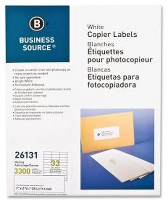 Alt view image 4 of 12 - Business Source Mailing Labels 1"x2-3/4" 3300/PK White 26131