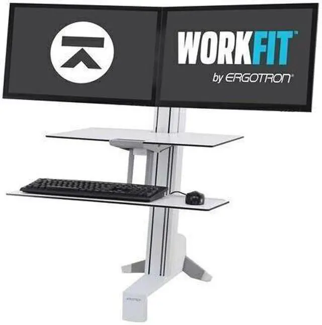 Main image of Ergotron 33-349-211 WorkFit-S, Dual Workstation with Worksurface (white), Standing Desk Attachment - Front Clamp
