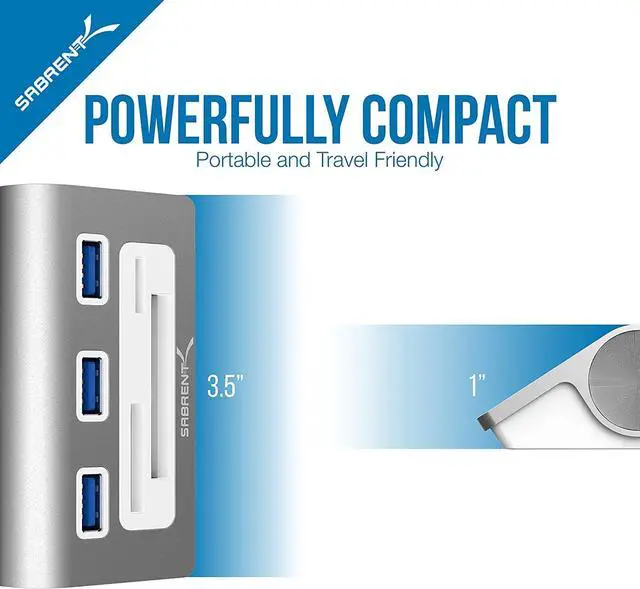Alt view image 17 of 20 - Sabrent 3 Port Usb 3.0 Hub With Cf/Sd/Tf Card Reader