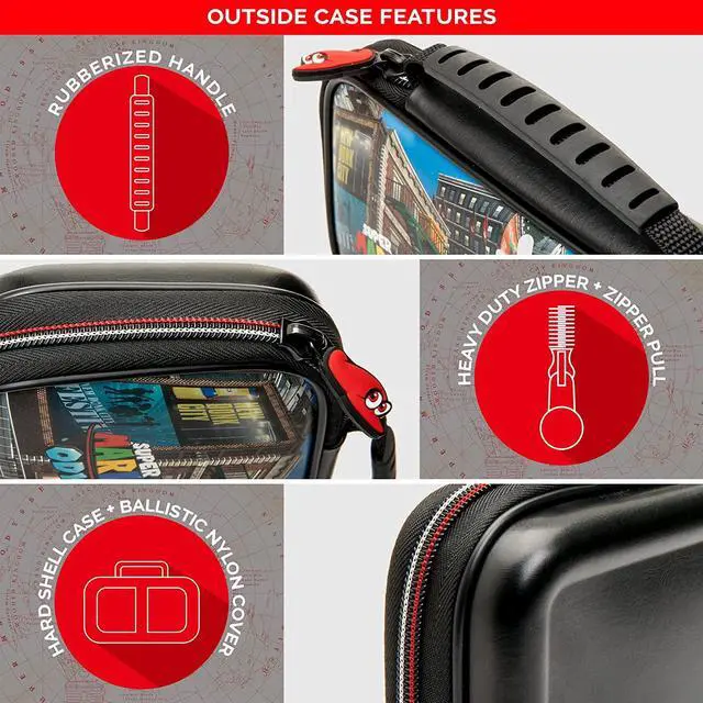 Alt view image 9 of 11 - Nintendo Switch Super Mario Odyssey Carrying Case ??? Protective Deluxe Travel Case ??? PU Leather Exterior ??? Official Nintendo Licensed Product