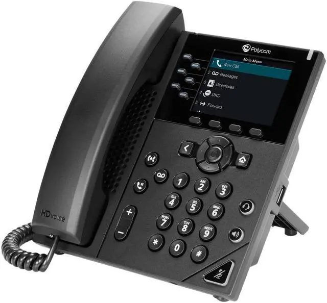 Alt view image 2 of 12 - Poly 350 Corded Desktop Wall Mountable IP Phone Black TAA PoE ONLY 220048830025