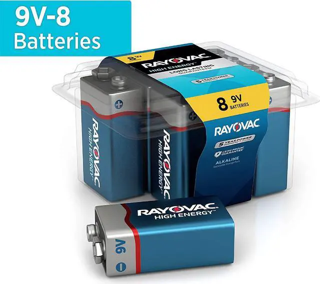 Alt view image 3 of 15 - Rayovac High Energy Premium Alkaline Battery 9V 8/Pack A16048PPK