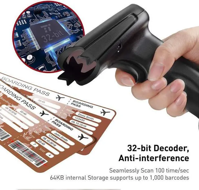 Alt view image 16 of 17 - TaoTronics TT-BS012 Wireless Cordless Handheld Barcode Scanner Reader Kit