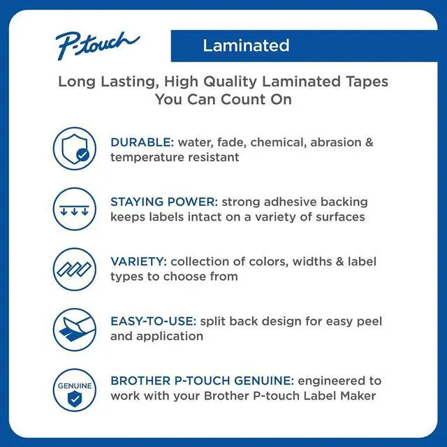 Alt view image 10 of 13 - Brother TZeML55 White Print on Premium Matte Light Gray Laminated Tape for P-touch Label Maker, 24 mm (0.94") Wide x 8 m (26.20 ft.) Long