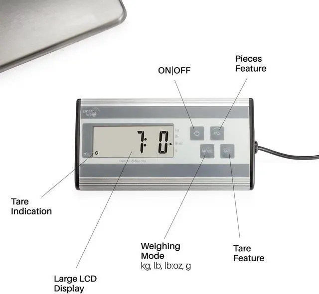 Alt view image 11 of 12 - Smart Weigh Digital Heavy Duty Shipping and Postal Scale with Durable Stainless Steel Large Platform, 440 lbs Capacity x 6 oz Readability, UPS USPS Post Office Postal Scale and Luggage Scale