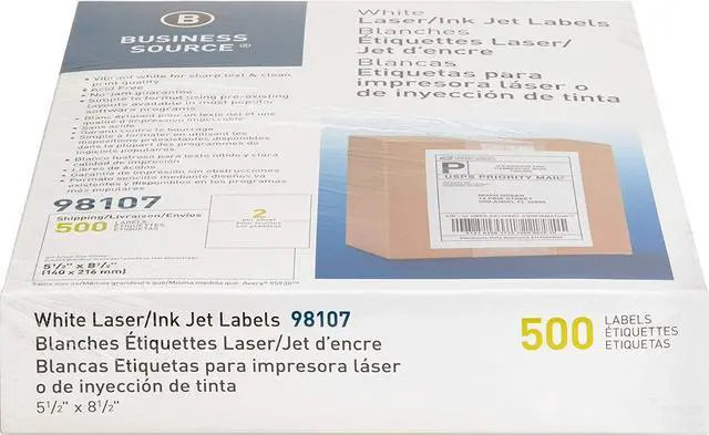 Alt view image 6 of 8 - Business Source Bright White Premium-Quality Internet Shipping Labels, 1000/CT