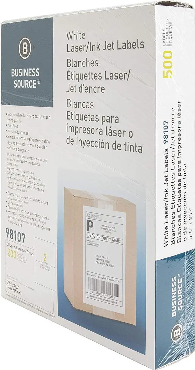 Alt view image 3 of 8 - Business Source Bright White Premium-Quality Internet Shipping Labels, 1000/CT