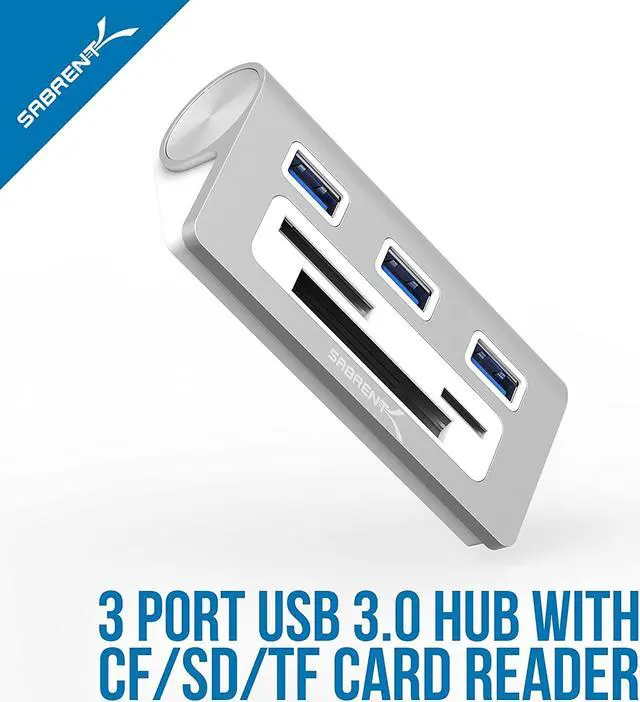 Alt view image 12 of 20 - Sabrent 3 Port Usb 3.0 Hub With Cf/Sd/Tf Card Reader