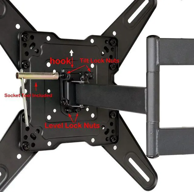 Alt view image 12 of 14 - VideoSecu Full Motion Articulating TV Wall Mount for most 26-55" LCD LED HDTV UHD, Long Arm Tilt Swivel TV Mount Bracket with Max VESA 400x400mm, Loading 88lbs, Cable Management BJZ