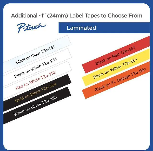 Alt view image 12 of 13 - Brother TZeML55 White Print on Premium Matte Light Gray Laminated Tape for P-touch Label Maker, 24 mm (0.94") Wide x 8 m (26.20 ft.) Long