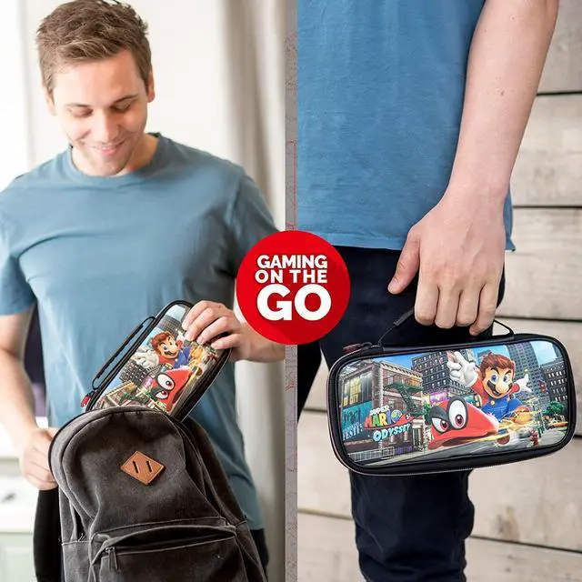 Alt view image 11 of 11 - Nintendo Switch Super Mario Odyssey Carrying Case ??? Protective Deluxe Travel Case ??? PU Leather Exterior ??? Official Nintendo Licensed Product