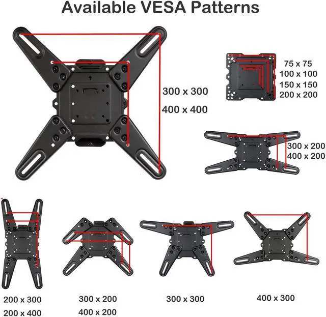 Alt view image 9 of 14 - VideoSecu Full Motion Articulating TV Wall Mount for most 26-55" LCD LED HDTV UHD, Long Arm Tilt Swivel TV Mount Bracket with Max VESA 400x400mm, Loading 88lbs, Cable Management BJZ
