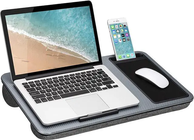 Main image of LapGear Home Office Lap Desk with Device Ledge Mouse Pad and Phone Holder - Silver Carbon - Fits Up to 15.6 Inch Laptops - Style No. 91585