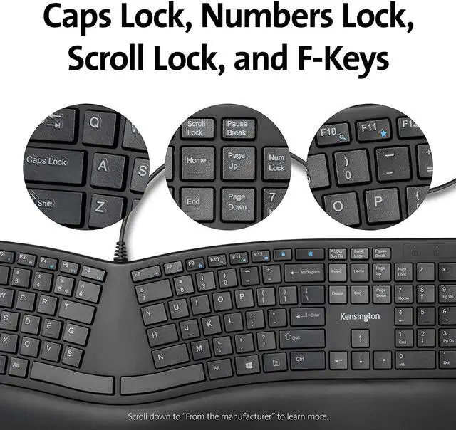 Alt view image 8 of 20 - Kensington Pro Fit K75400US Black USB Wired Ergonomic Keyboard