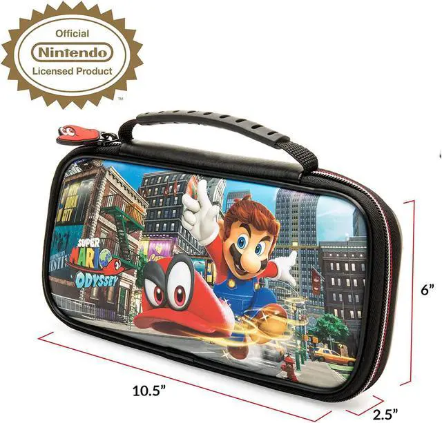 Alt view image 8 of 11 - Nintendo Switch Super Mario Odyssey Carrying Case ??? Protective Deluxe Travel Case ??? PU Leather Exterior ??? Official Nintendo Licensed Product