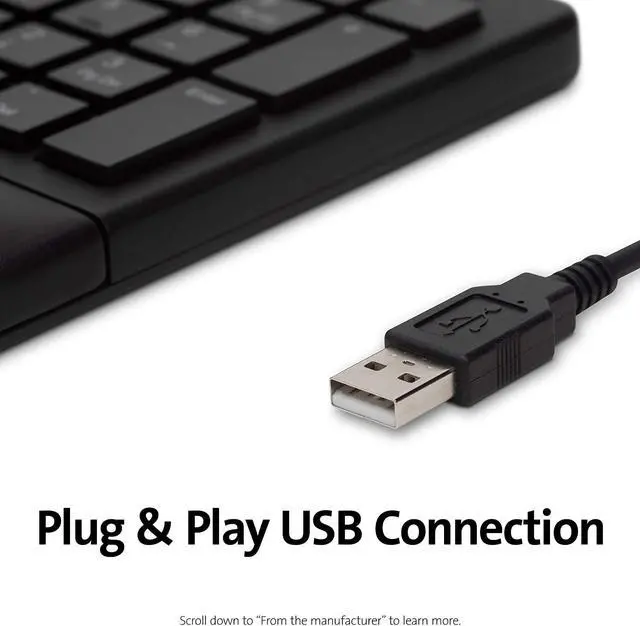 Alt view image 9 of 20 - Kensington Pro Fit K75400US Black USB Wired Ergonomic Keyboard