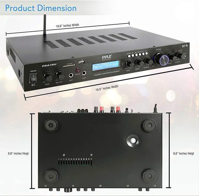 Alt view image 8 of 17 - Home Theater Amplifier Audio Receiver Sound System with Bluetooth Wireless Streaming, MP3/USB/SD/AUX/FM Radio (200 Watt) (PDA7BU)