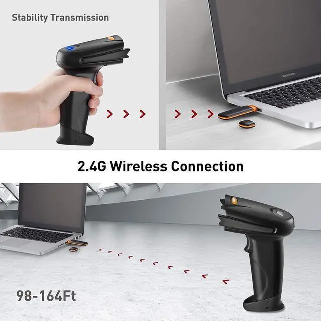 Alt view image 13 of 17 - TaoTronics TT-BS012 Wireless Cordless Handheld Barcode Scanner Reader Kit