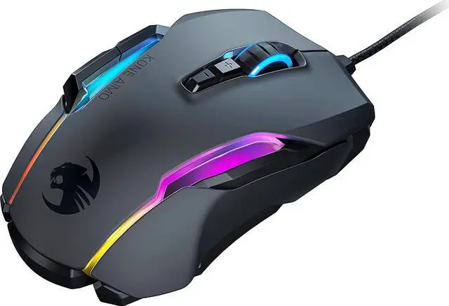 Alt view image 7 of 15 - ROCCAT Kone AIMO Remastered PC Gaming Mouse, Optical, RGB Backlit Lighting, 23 Programmable Keys, Onboard Memory, Palm Grip, Owl Eye Sensor, Ergonomic, LED Illumination, 16,000 DPI, Black