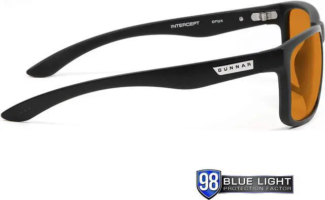 Alt view image 4 of 8 - GUNNAR INTERCEPT Onyx Frame (Amber Max Lens) Tint 98% Blue Light & 100% UV Protection, INT-00112