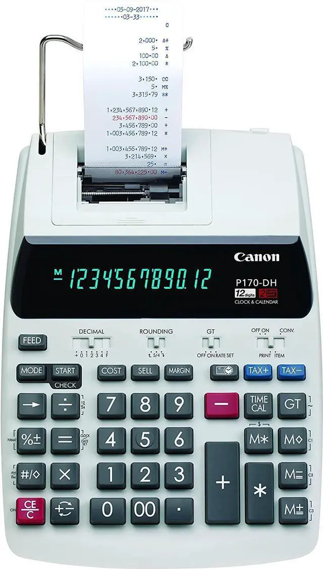 Alt view image 6 of 20 - Canon P170-DH-3 Printing Calculator Black/Red Print 2.3 Lines/Sec 2204C001