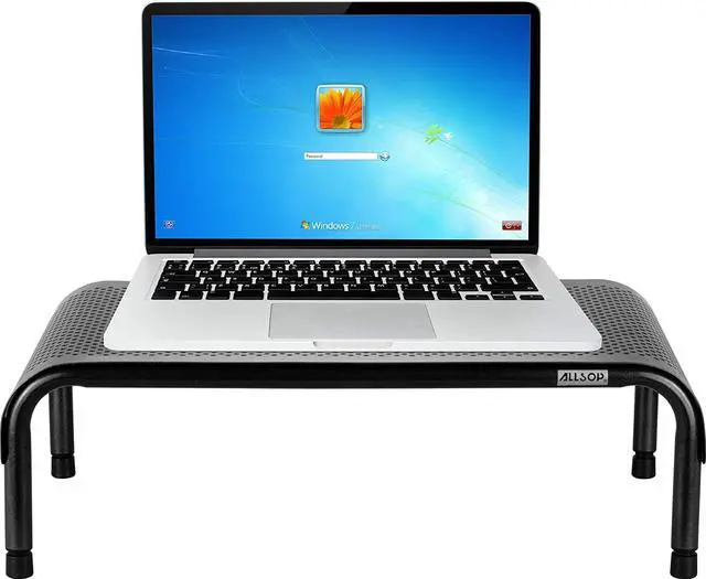 Main image of Allsop Ergo 3 Metal Monitor Stand 10"x18"x6" Pearl/Black 31630