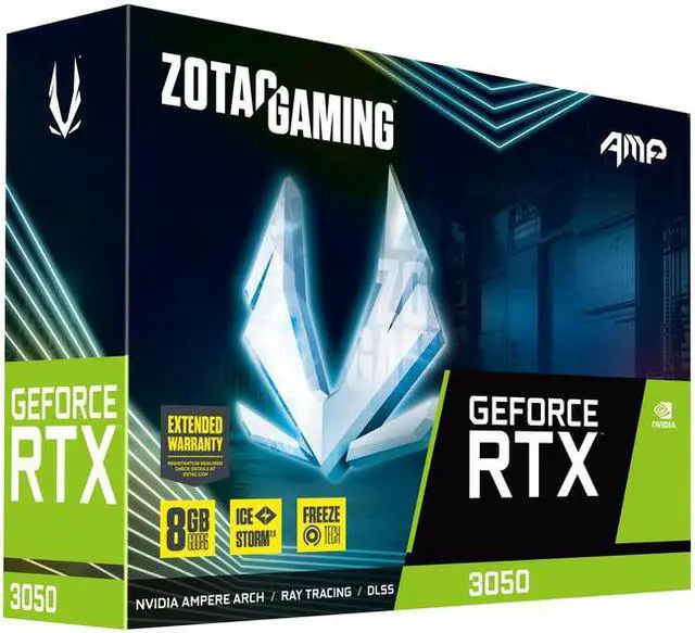 Alt view image 2 of 7 - ZOTAC GAMING GeForce RTX 3050 AMP 8GB GDDR6 128-bit 14 Gbps PCIE 4.0 Gaming Graphics Card, IceStorm 2.0 Advanced Cooling, FREEZE Fan Stop, Active Fan Control, ZT-A30500F-10M