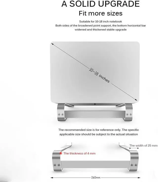 Alt view image 5 of 6 - 10 18 Inch Aluminum Alloy Folding Laptop Stand Adjustable Notebook Support Stand For Macbook Pro Non Slip Cooling Bracket