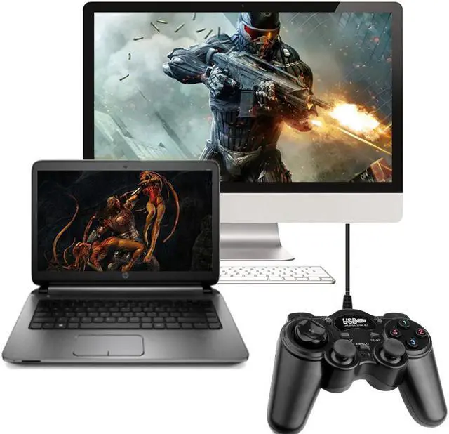 Alt view image 2 of 5 - Gamepad USB Game Controller Gaming Joypad Joystick Control for PC Computer Laptop Win7/8/10/XP/Vista Black Game Console