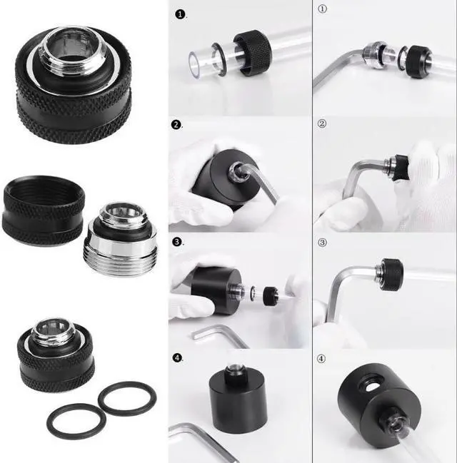 Alt view image 3 of 5 - 14mm Hard Tube Extended Connetor Fittings G1/4 Thread Rigid Tube Compression Fittings for PC Water Cooling System