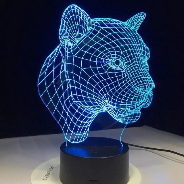 Alt view image 5 of 5 - 3D Light Decor LED Table Lamp USB Charge Bedroom Living Room Bar Atmosphere Decor LED Acrylic Lamp Leopard Batman Skull Lamp