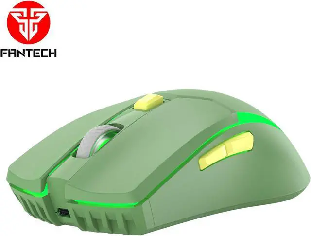 Main image of FANTECH  Wireless Gaming Mouse,Medium-size ,Ergonomic Hand Grips,2.4 GHz wreless Fast charge,RGB Gamer Desk Laptop PC Gaming Mouse, for Windows 7/8/10/11/XP Vista Linux MacOs,Green