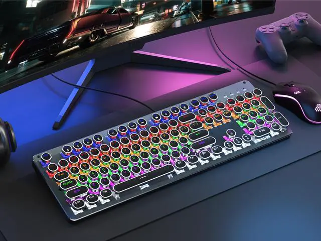 Alt view image 2 of 10 - FANTECH Punk Mechanical Keyboard & mouse & mousepad 3-piece set , for Mac/PC/ PS5 /PS4 /Xbox /One Gamer,1.6m USB Leather Cable,Monochrome Mixed Color,104 Keys,Black