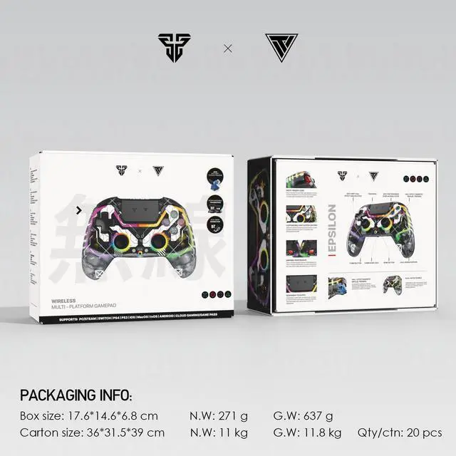 Alt view image 5 of 7 - Fantech NOVA PRO WGP14V2 Wireless/Wired Gaming Controller,22 Buttons, Hall Effect, Cool Lights, Highly Sensitive,Compatible with PC/Steam/Switch/PS4/Ps3/iOS/MacOs/Android,Black