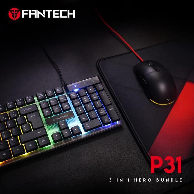 Alt view image 5 of 7 - FANTECH P31 Wired Gaming Keyboard & Mouse & Mouse Pad 3-Piece Set, Gaming, RGB Keyboard, 3600 DPI Mouse, SPEED SURFACE MATERIAL Mouse Pad, for PC Game Sets Windows macOS, Black