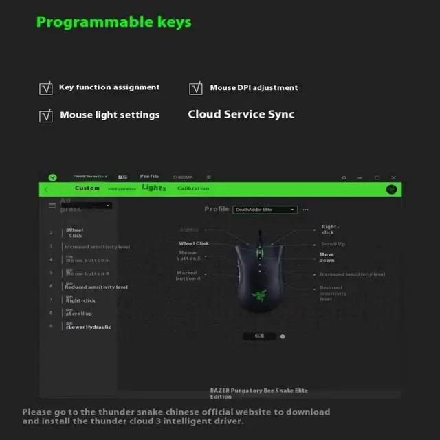 Alt view image 7 of 7 - AULA DeathAdder Essential Gaming MouseErgonomic design 6400 DPI Optical Sensor - 5 Programmable Buttons - Mechanical Switches - Rubber Side Grips - White