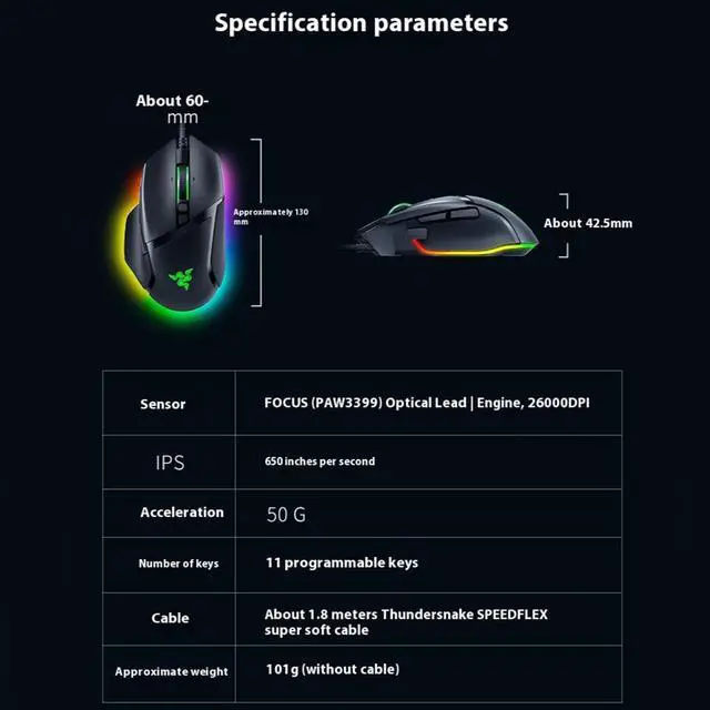Alt view image 6 of 7 - AULA Basilisk V3 Customizable Ergonomic Wired Gaming Mouse: Fastest Gaming Mouse Switch - Chroma RGB Lighting - 26K DPI Optical Sensor - 11 Programmable Buttons - HyperScroll Tilt Wheel -Black