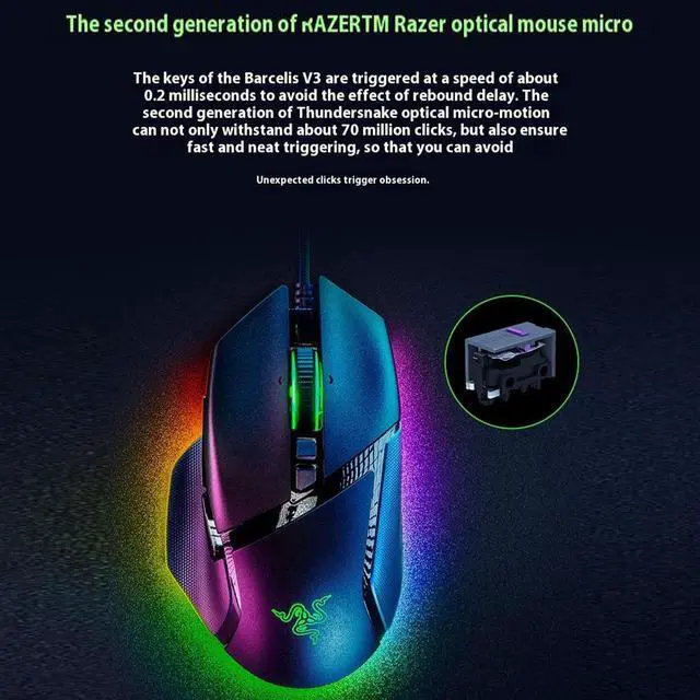 Alt view image 5 of 7 - AULA Basilisk V3 Customizable Ergonomic Wired Gaming Mouse: Fastest Gaming Mouse Switch - Chroma RGB Lighting - 26K DPI Optical Sensor - 11 Programmable Buttons - HyperScroll Tilt Wheel -Black