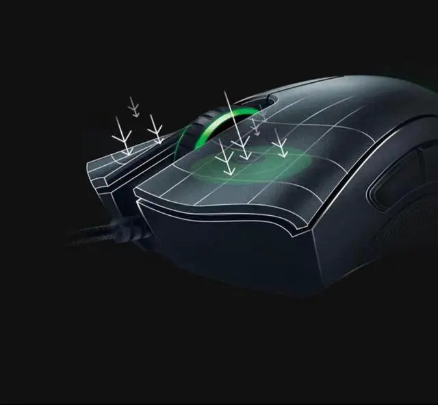 Alt view image 7 of 7 - AULA DeathAdder Essential Gaming MouseErgonomic design 6400 DPI Optical Sensor - 5 Programmable Buttons - Mechanical Switches - Rubber Side Grips - Black