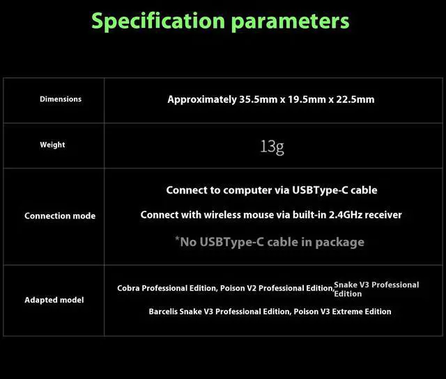 Alt view image 7 of 7 - AULA HYPERPOLLING WIRELESS ADAPTER, 8K HZ Polling Rate, Ultra-Fast Wireless Performance, USB TYPE C Port, Easy Pairing, Custom Receiver LED, Black
