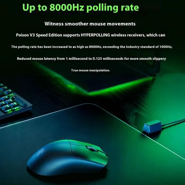 Alt view image 3 of 7 - AULA Viper V3 HyperSpeed Wireless Esports Gaming Mouse: 82g Lightweight - 280 Hr Battery Life- 30K DPI Optical Sensor - Gen-2 Mechanical Switches - 8 Programmable Controls-6 buttons- Black