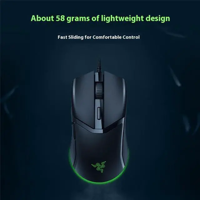Alt view image 3 of 7 - AULA Cobra Wired Gaming Mouse: 58g Lightweight Design - Gen-3 Optical Switches - Chroma RGB Lighting with Underglow - Precise 8500 DPI Optical Sensor - Speedflex Cable-6 buttons - Black