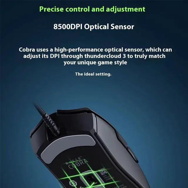 Alt view image 4 of 7 - AULA Cobra Wired Gaming Mouse: 58g Lightweight Design - Gen-3 Optical Switches - Chroma RGB Lighting with Underglow - Precise 8500 DPI Optical Sensor - Speedflex Cable-6 buttons - Black