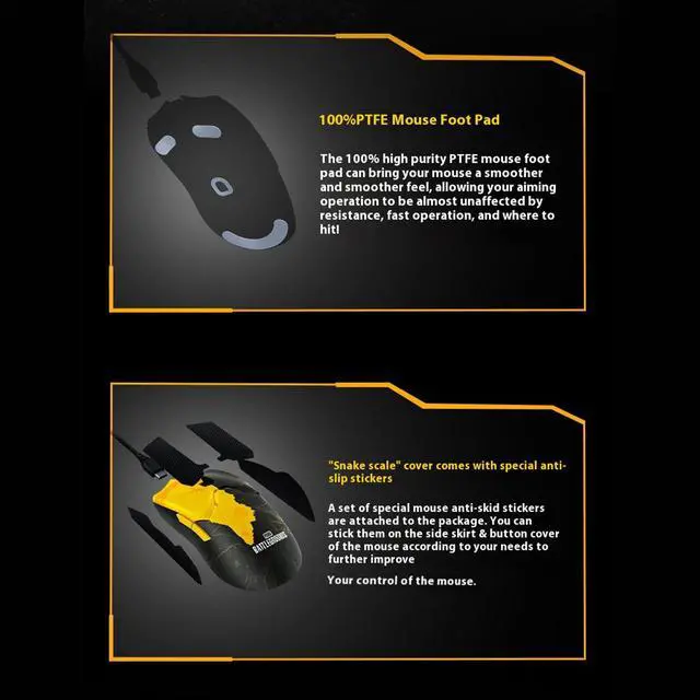 Alt view image 6 of 7 - AULA Viper V2 Pro HyperSpeed Wireless Gaming Mouse: Ultra Lightweight - Optical Switches Gen-3-30K DPI - 90 Hour Battery - USB Type C Cable Included - PUBG: Battleground Edition-6 buttons- yellow
