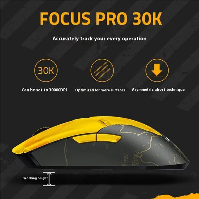 Alt view image 4 of 7 - AULA Viper V2 Pro HyperSpeed Wireless Gaming Mouse: Ultra Lightweight - Optical Switches Gen-3-30K DPI - 90 Hour Battery - USB Type C Cable Included - PUBG: Battleground Edition-6 buttons- yellow