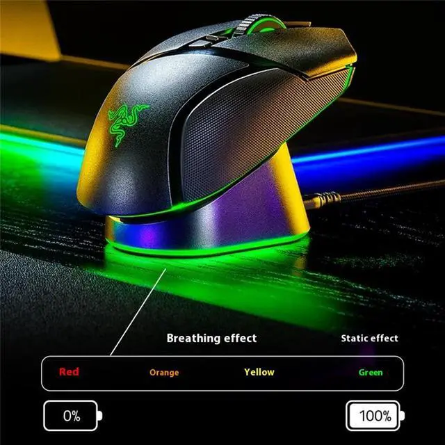Alt view image 5 of 7 - AULA Wireless Charging Mouse Dock + Wireless Charging Component Set for Basilisk V3-Magnetic Wireless Charging - Integrated HyperPolling 8K Hz Transceiver - Anti-skid dock -RGB Lighting - Black