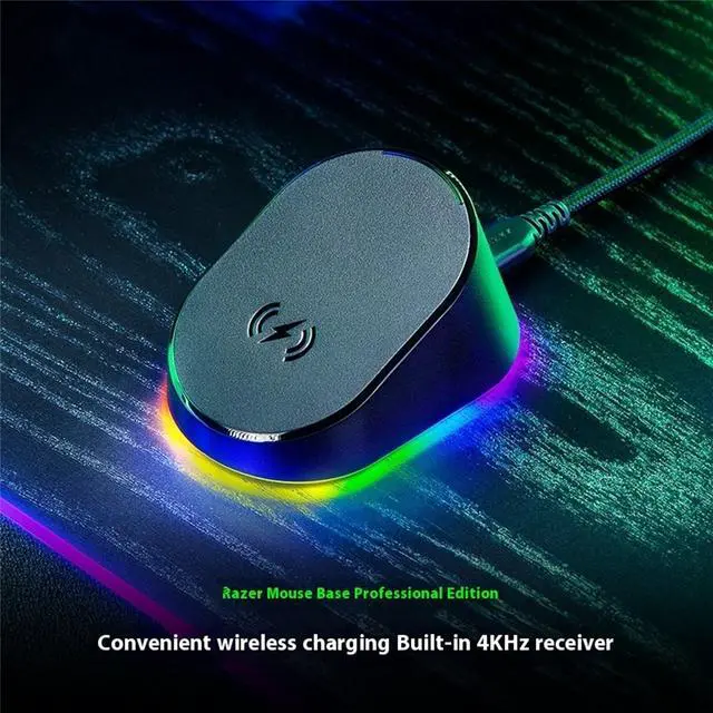 Alt view image 2 of 7 - AULA Wireless Charging Mouse Dock + Wireless Charging Component Set for Basilisk V3-Magnetic Wireless Charging - Integrated HyperPolling 8K Hz Transceiver - Anti-skid dock -RGB Lighting - Black